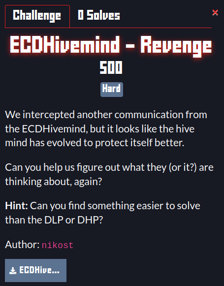 ECDHivemind (Revenge) challenge description